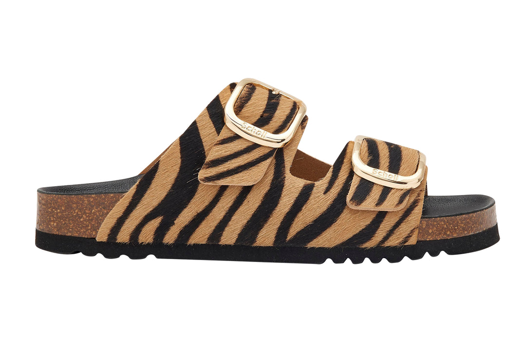 Scholl Noelle Leather Zebra Beige Sandals