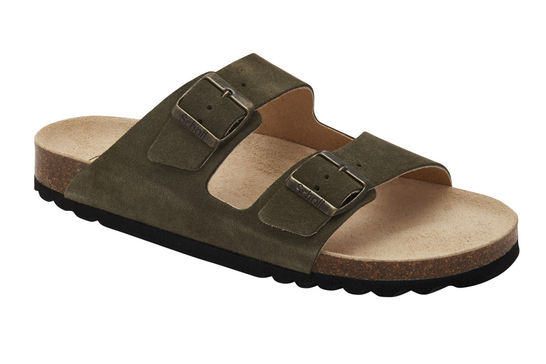 Scholl Julien Suede Khaki Sandals