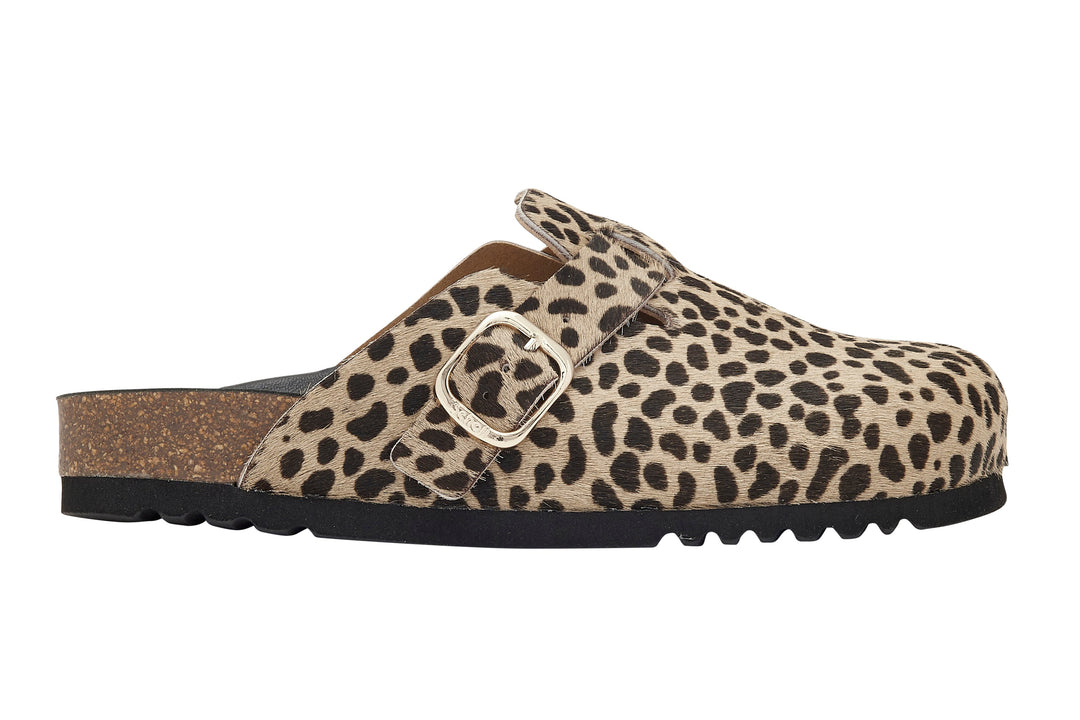 Scholl Fae Leather Leopard Clogs & Mules