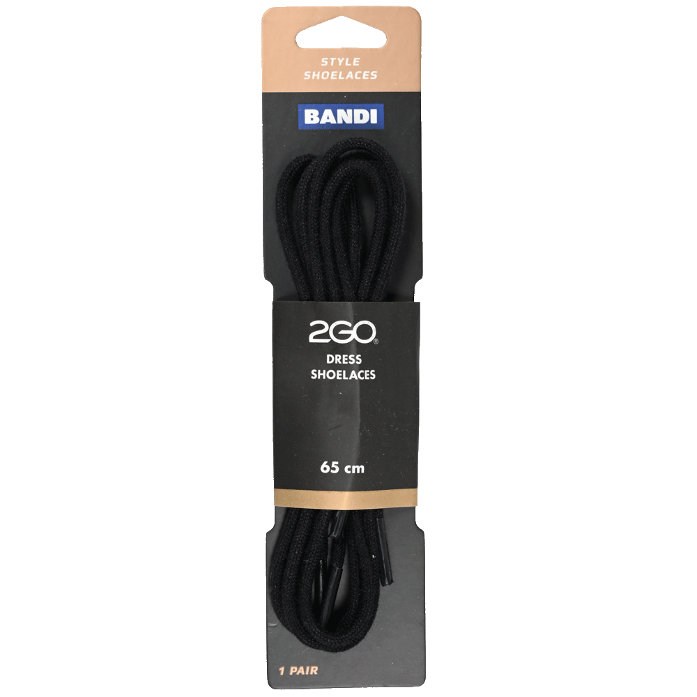 2GO Dress Shoelaces 151 Black 65cm