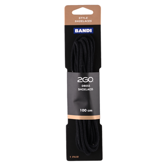2GO Dress Shoelaces 155 Black 100cm