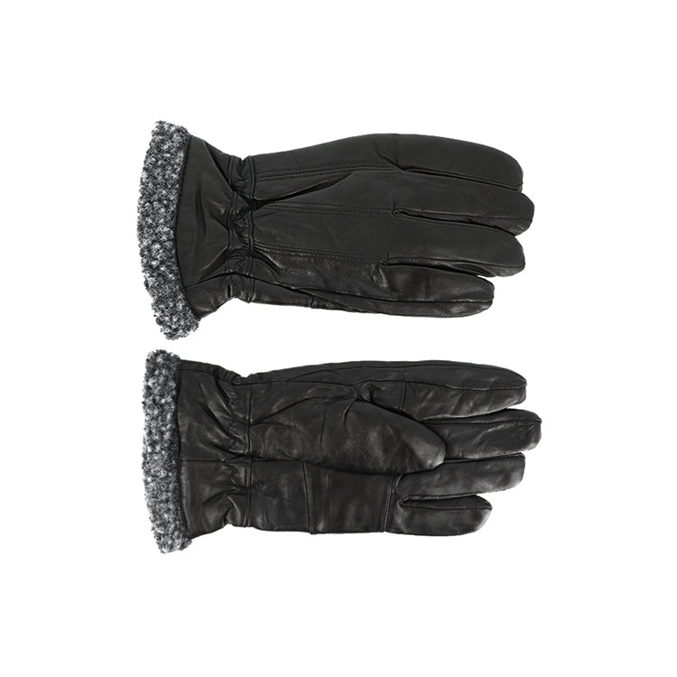 Fiebig - læderhandske med teddyfleece - SORT