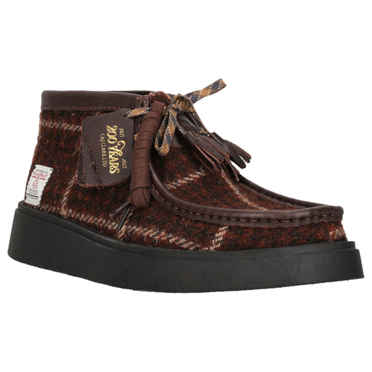 Clarks Torview Hi G Harris Tweed Burgundy Combi