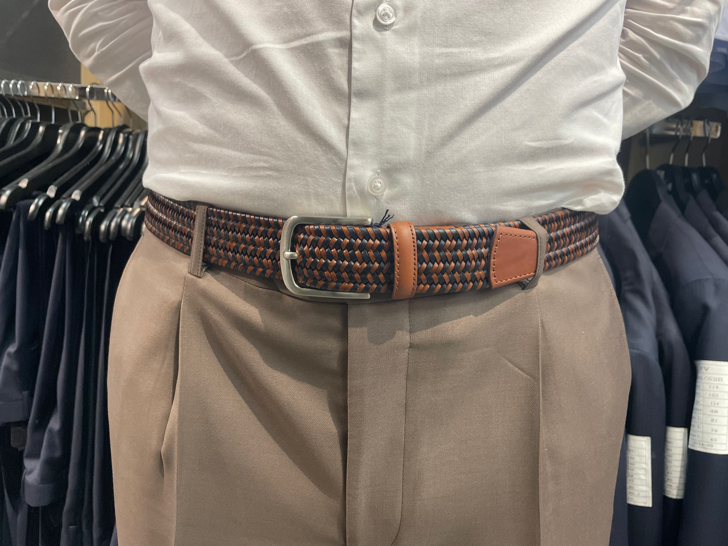 Regimental Club Belt dark blue/cognac leather