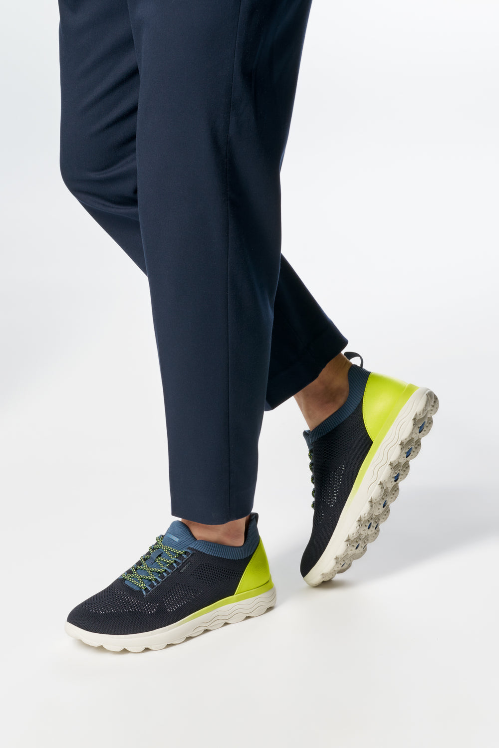 Geox Spherica Knitted Mørkeblå/Neongrøn Sneaker