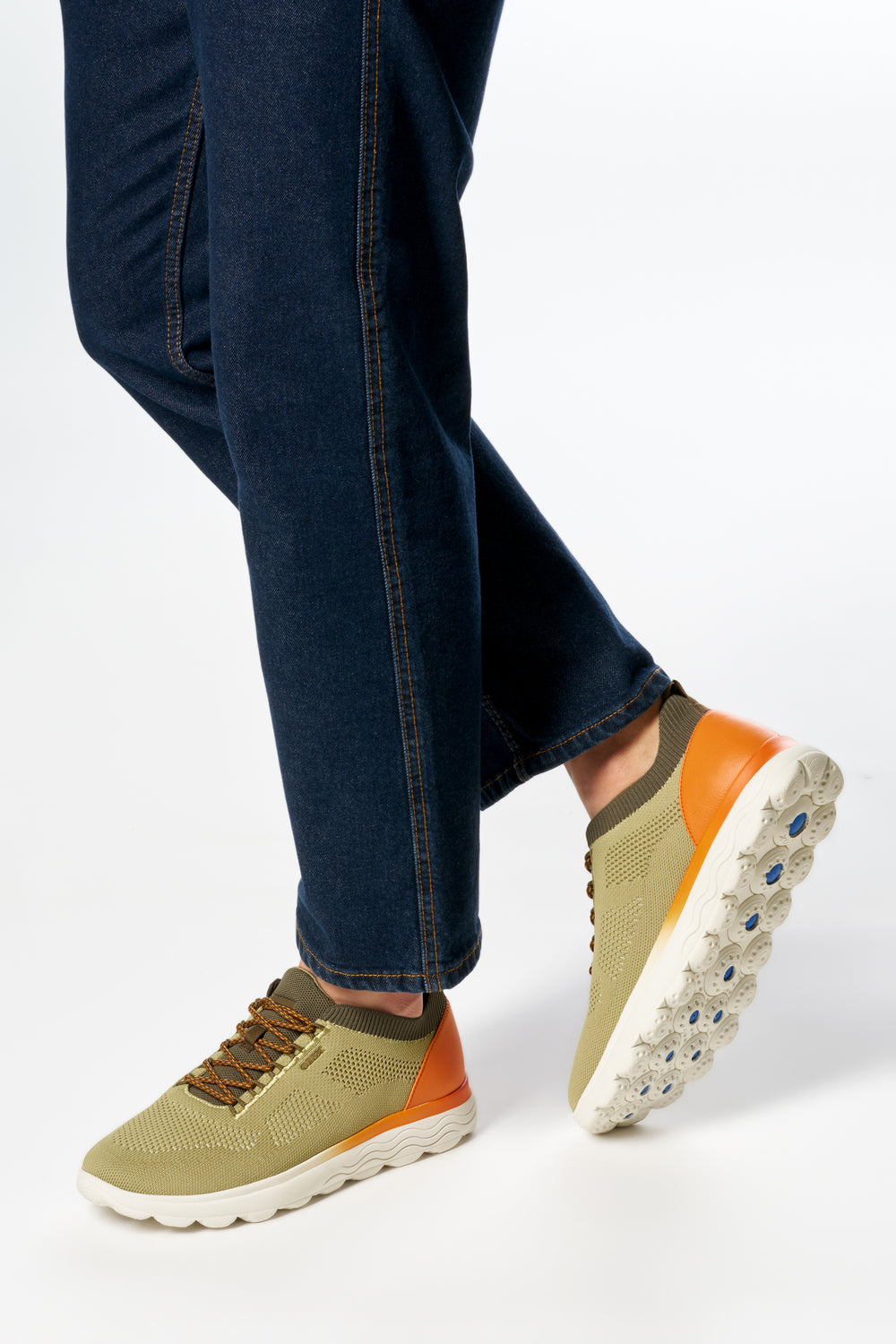 Geox Spherica Knitted Lysegrøn/Orange Sneaker