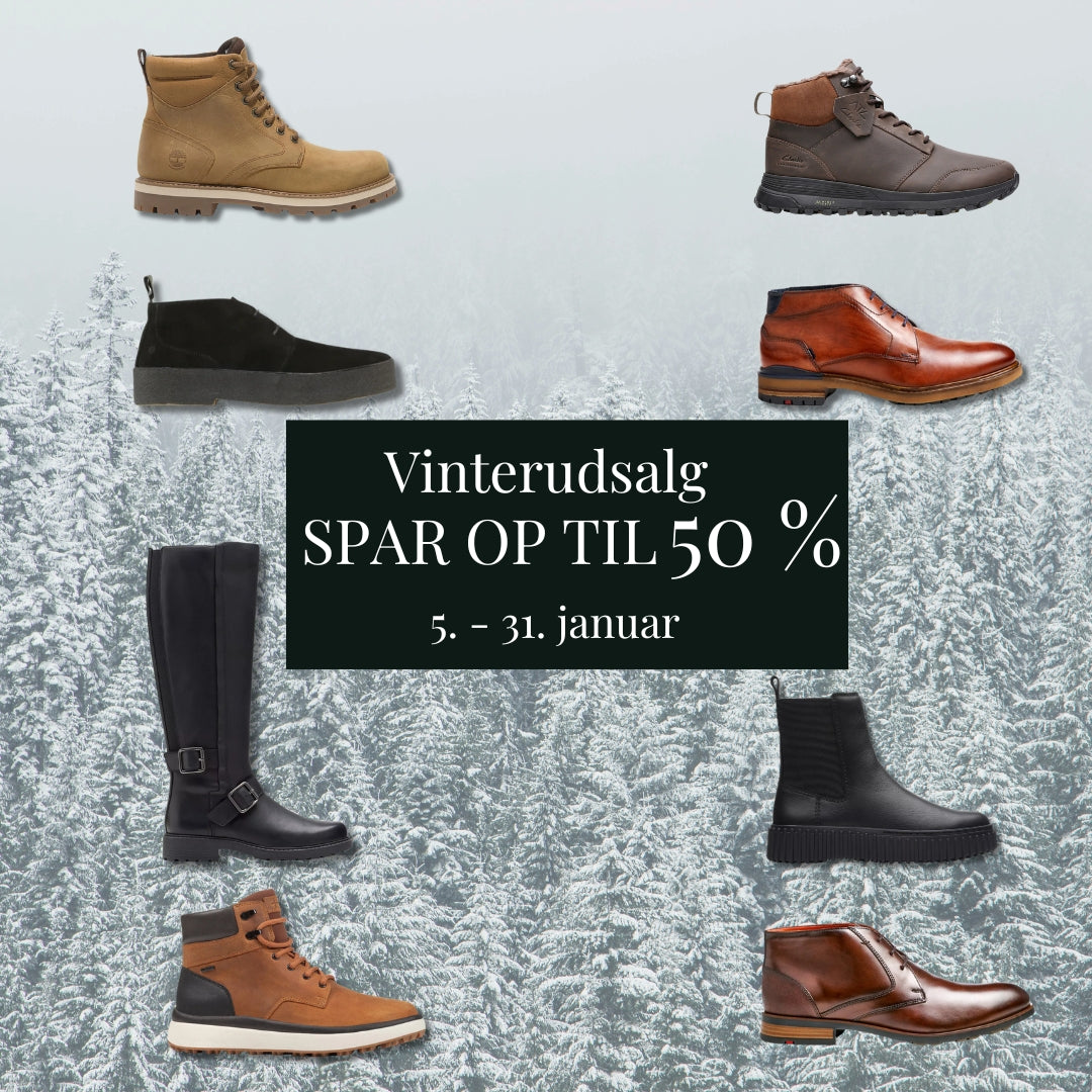Vinterudsalg ❄️ SPAR OP TIL 50 % på Clarks, Lloyd, Playboy, Timberland, GEOX og mange flere