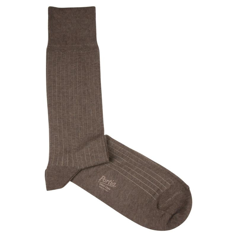 Portia Beige rib strømper