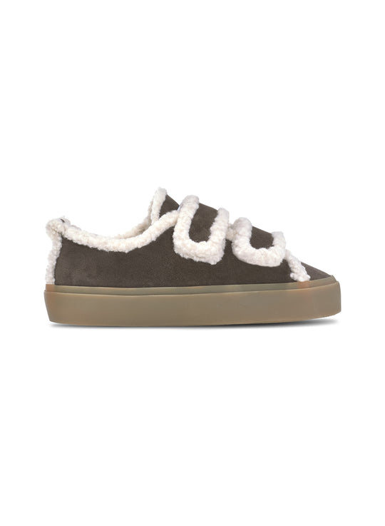 INUIKII Shearling Low Velcro Mørkebrun Sneaker