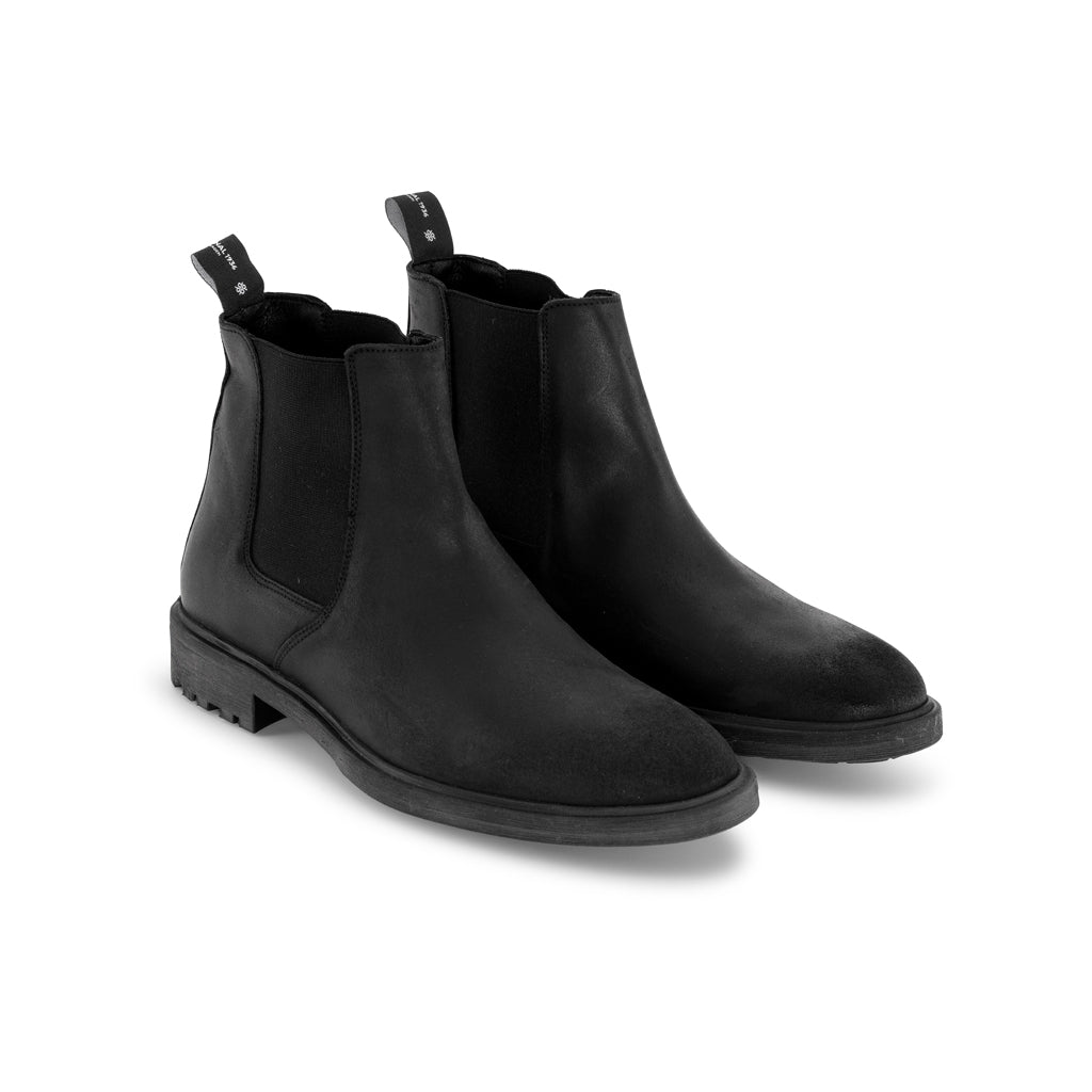 Playboy Jerome Chelsea Boots Black Waxed Suede