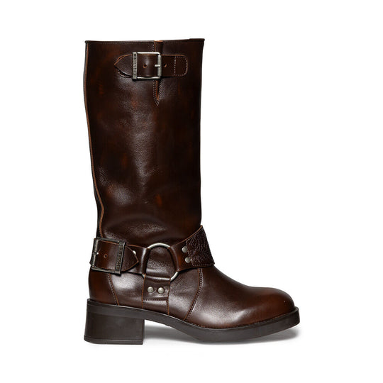 Steve Madden Bonetta Brune pull-on knæstøvler i læder Dame