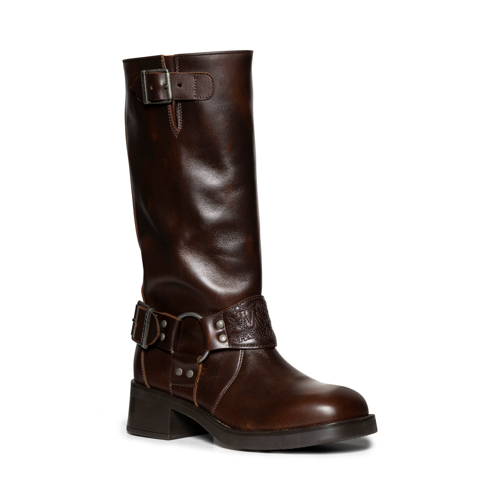Steve Madden Bonetta Brune pull-on knæstøvler i læder Dame