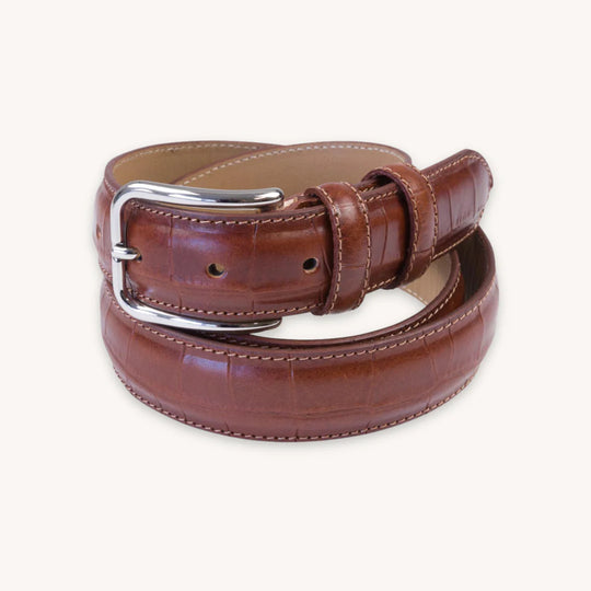 Portia Cognac Croco Leather Belt