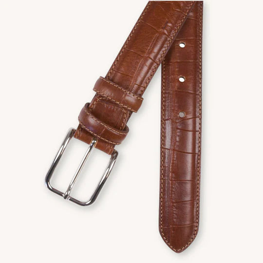 Portia Cognac Croco Leather Belt