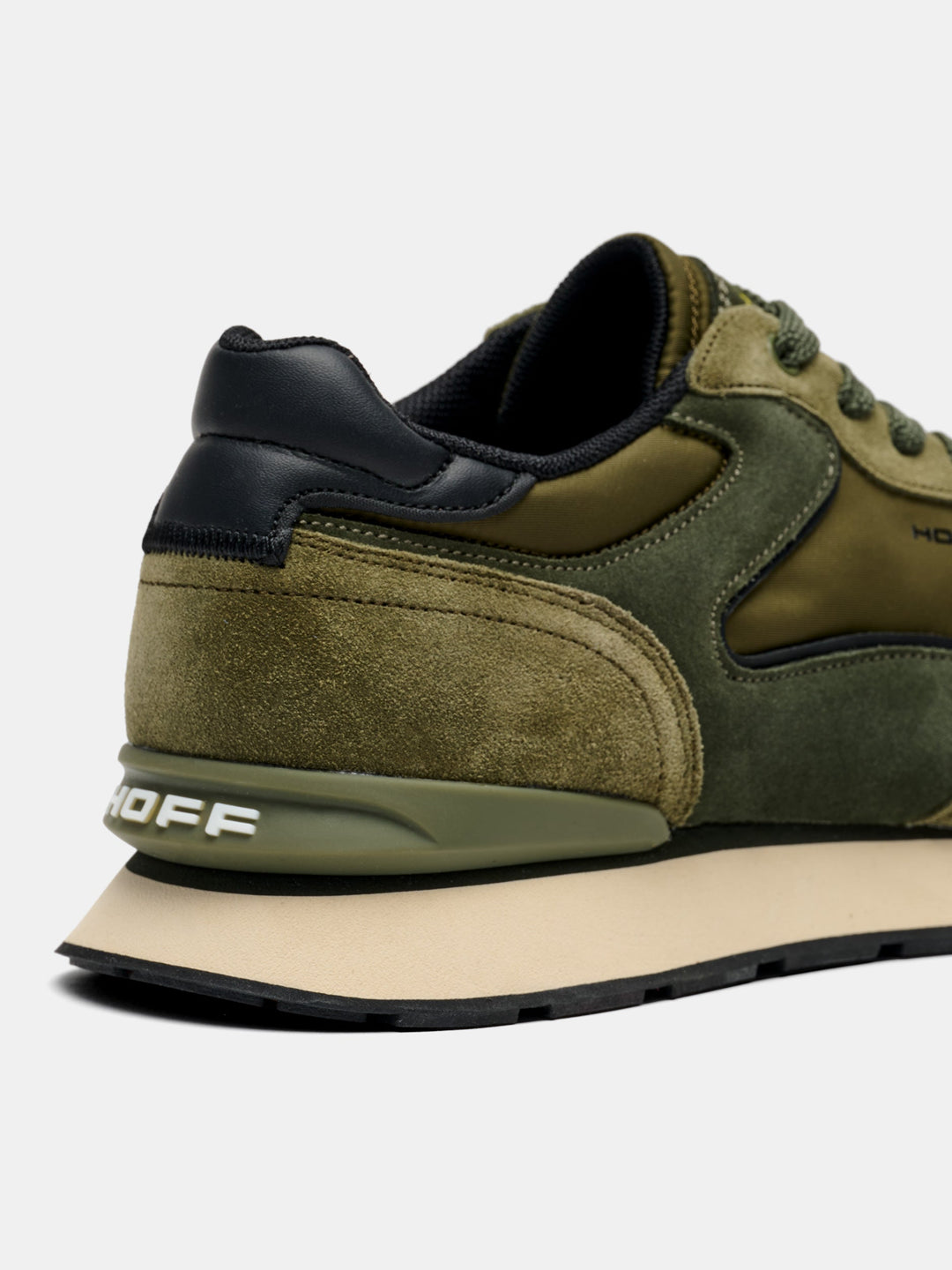 Detalje af hæl på HOFF City mørkegrøn sneaker