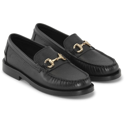 Playboy Amelia Black Leather  - loafer til kvinder - sort læder