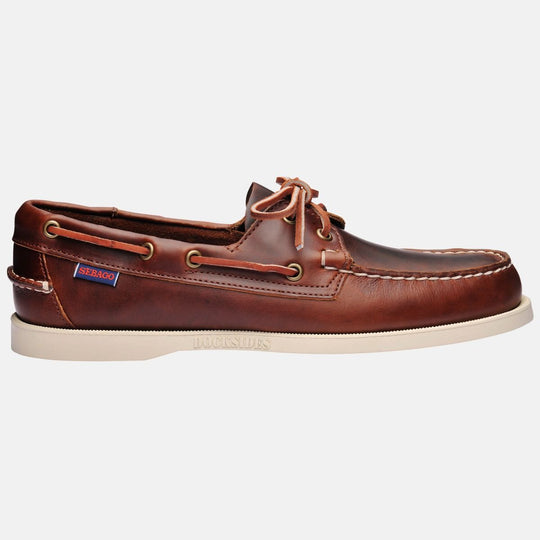 Sebago Docksides Portland voksbehandlet glat læder - mørkebrun