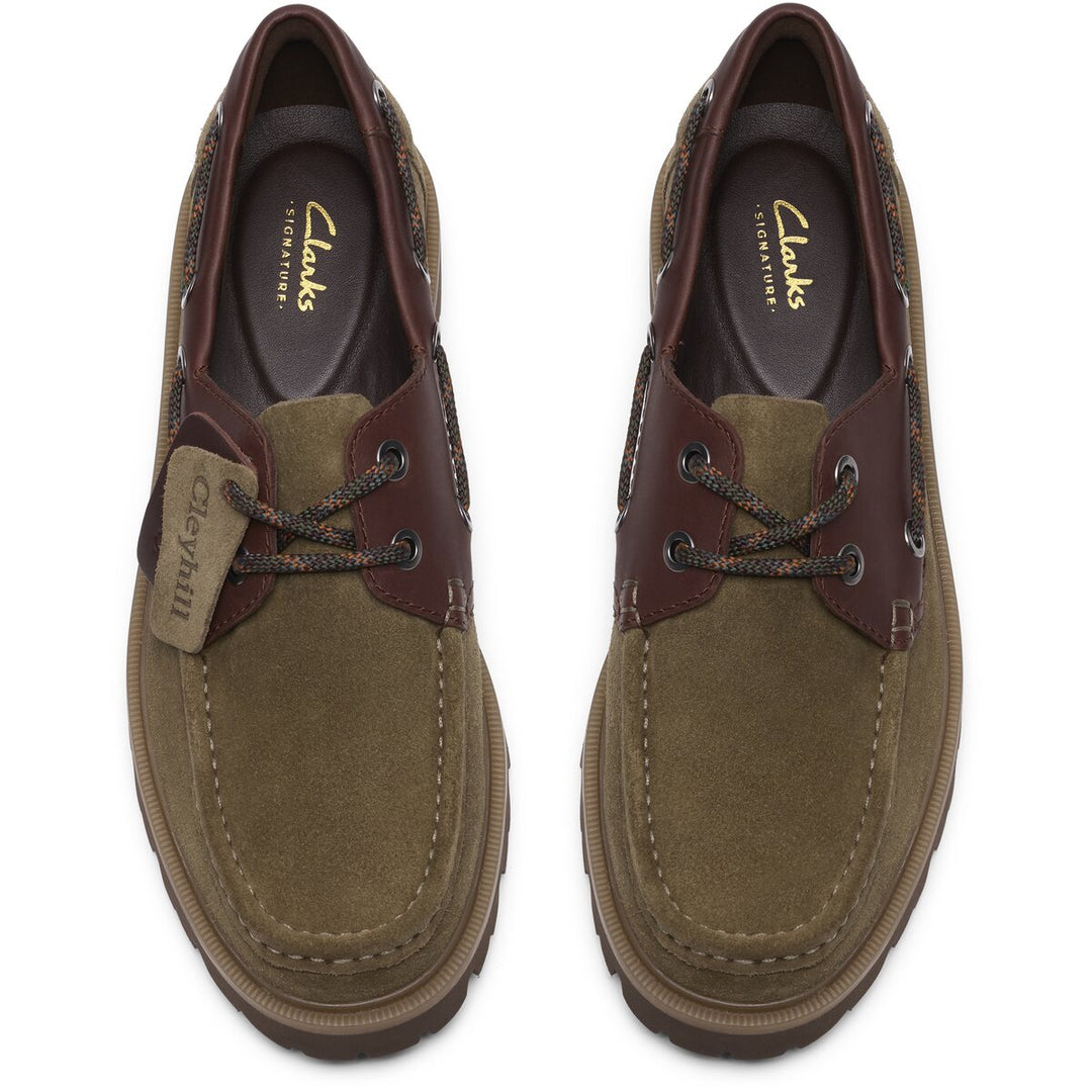 Clarks Cleyhill Olivengrøn Ruskind Båd Sko