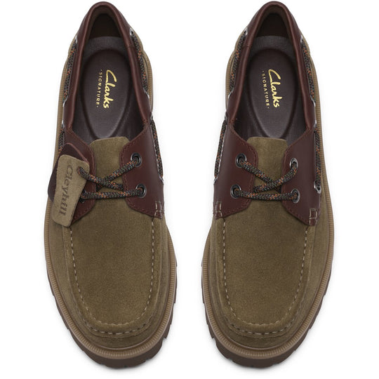 Clarks Cleyhill Olivengrøn Ruskind Båd Sko