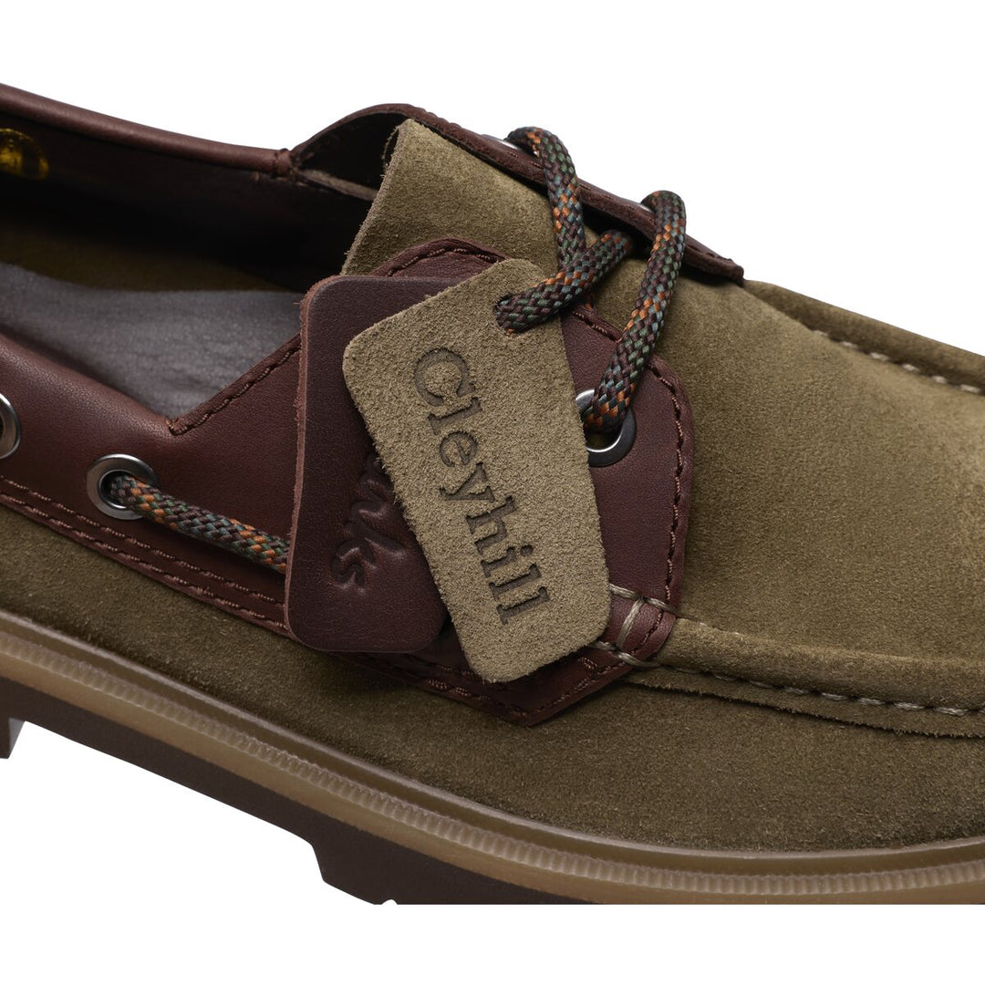 Clarks Cleyhill Olivengrøn Ruskind Båd Sko