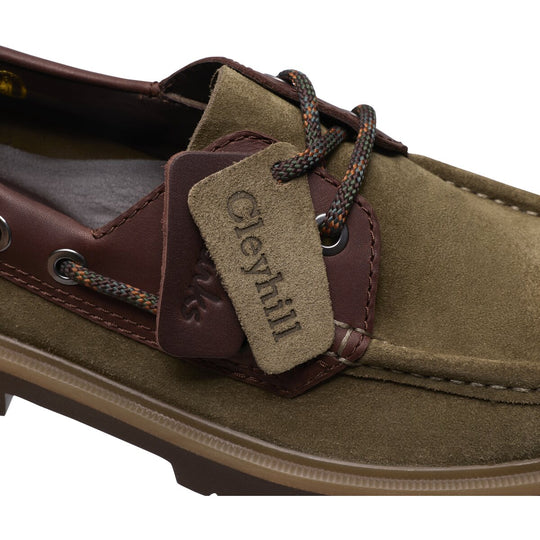 Clarks Cleyhill Olivengrøn Ruskind Båd Sko