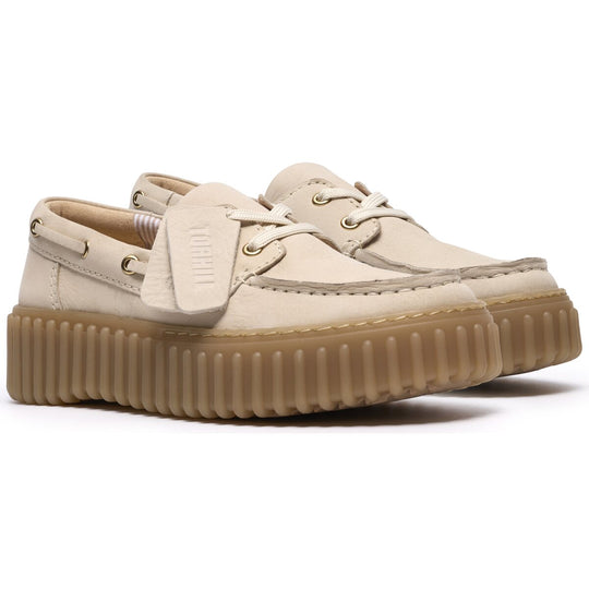 Clarks Torhill Boat Cream Nubuck Dame