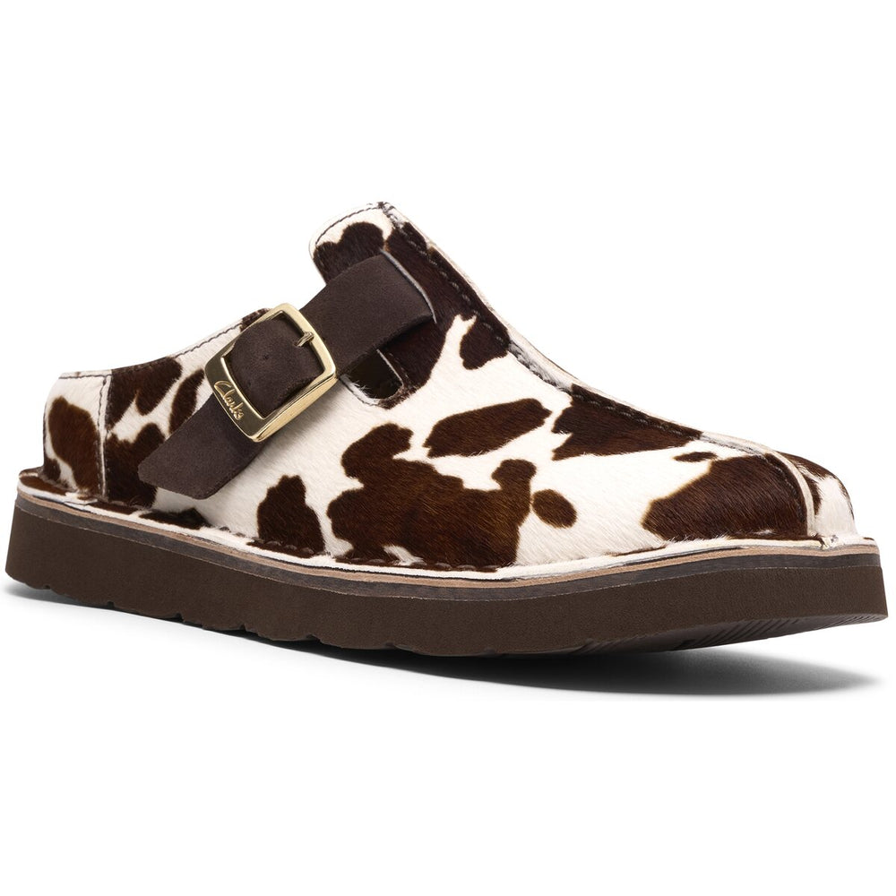 Clarks Solsbury Mule. D Cow Print