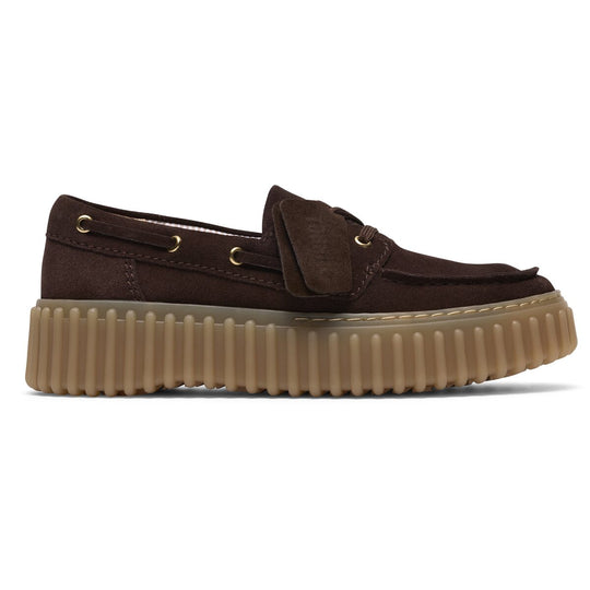 Clarks Torhill Boat Mørkebrun Ruskind Dame