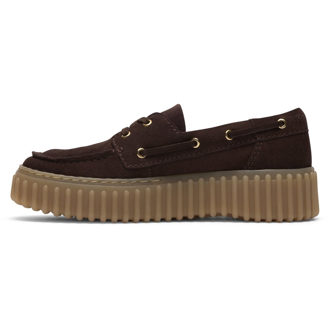 Clarks Torhill Boat Mørkebrun Ruskind Dame