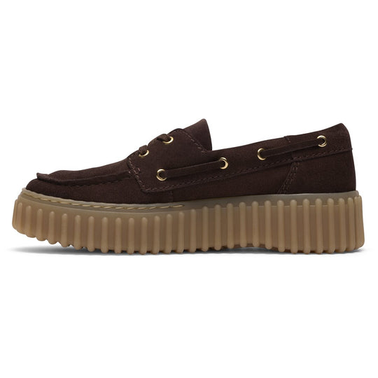 Clarks Torhill Boat Mørkebrun Ruskind Dame