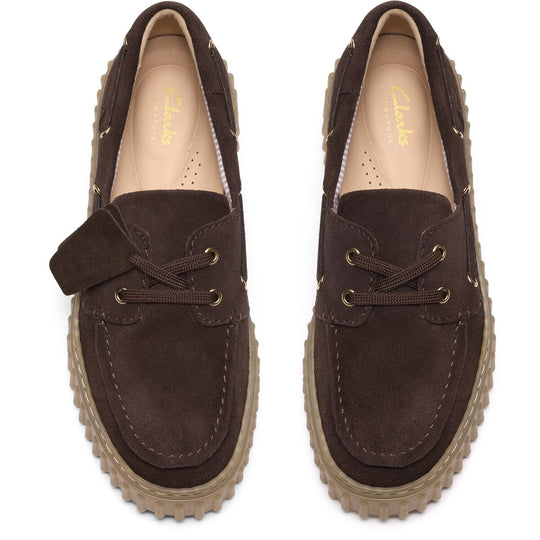 Clarks Torhill Boat Mørkebrun Ruskind Dame