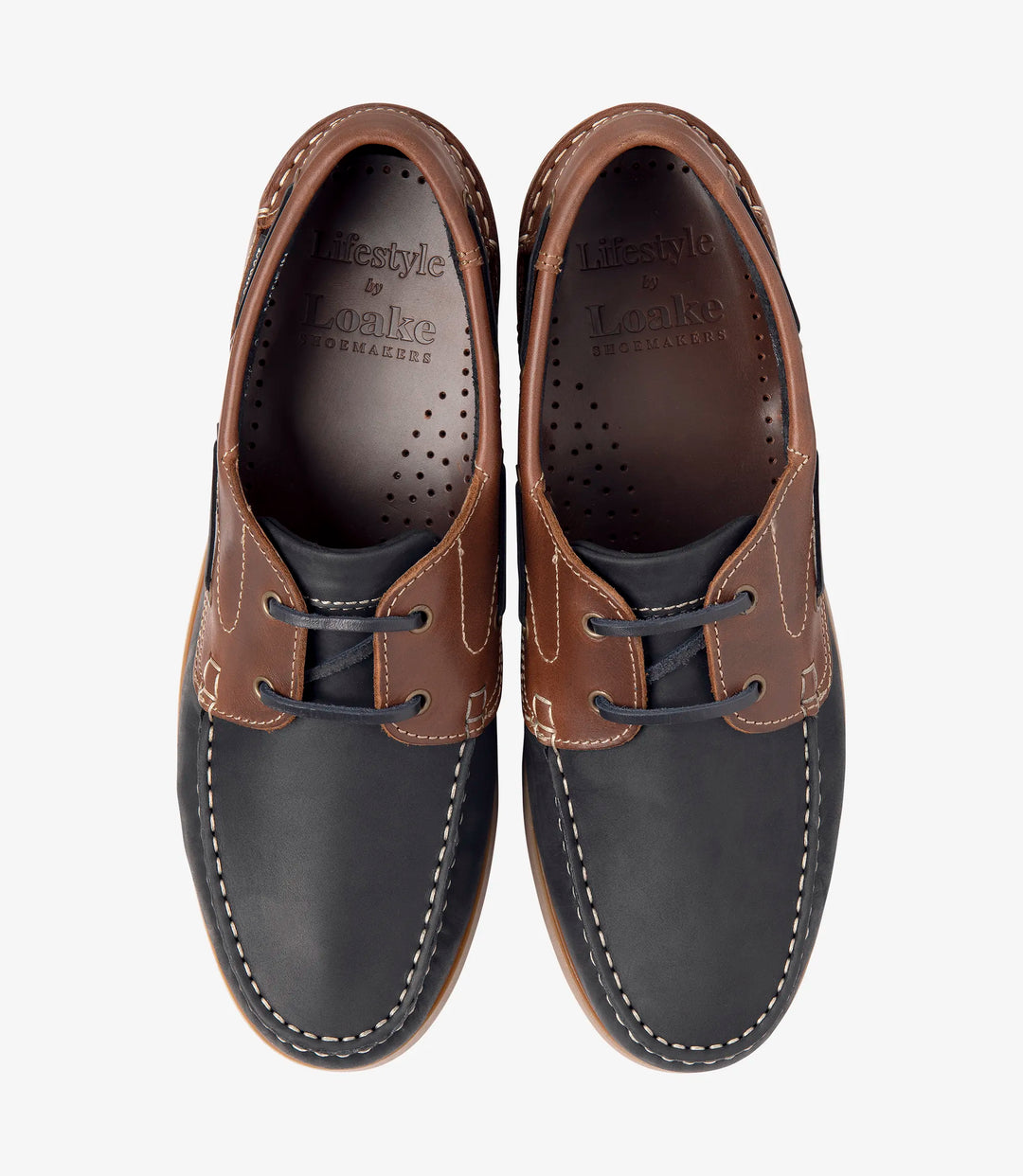 Loake Lymington Navy/Brown Boatshoe