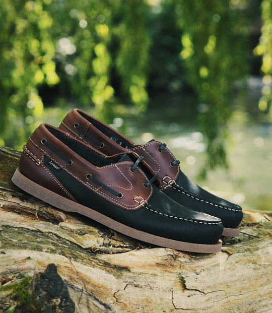 Loake Lymington Navy/Brown Boatshoe
