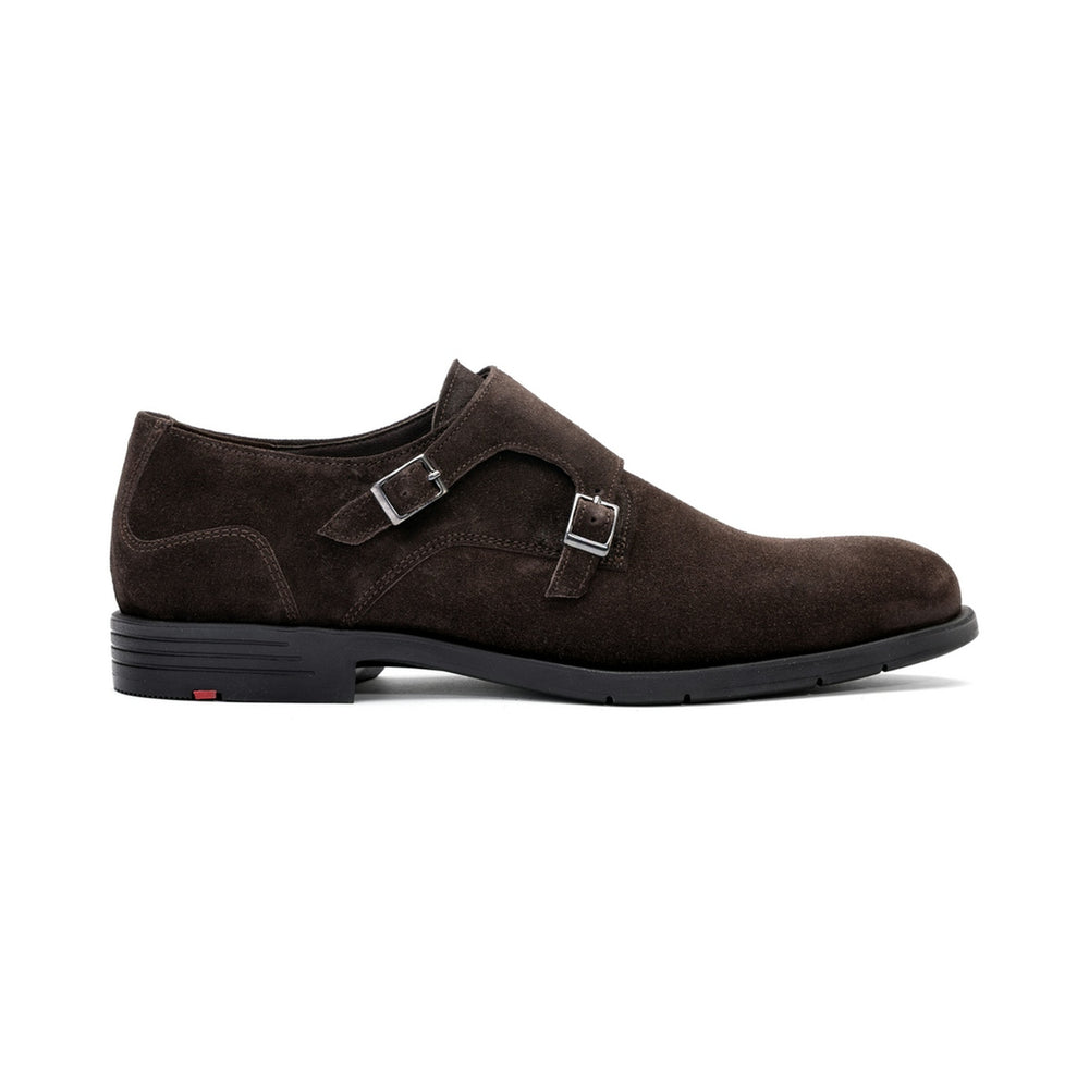 Lloyd EEZY 220 mørkebrun ruskind monk strap set fra siden