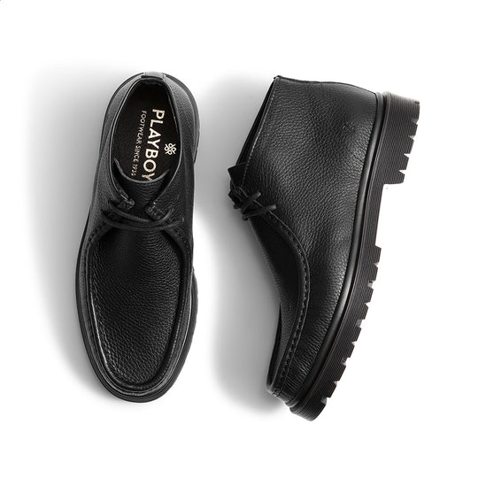 Playboy Cowen Black Tumbled Leather
