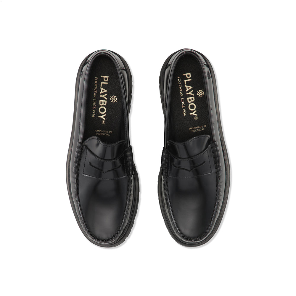 Playboy Austin loafer til mænd - Black Polido - sort polido-læder