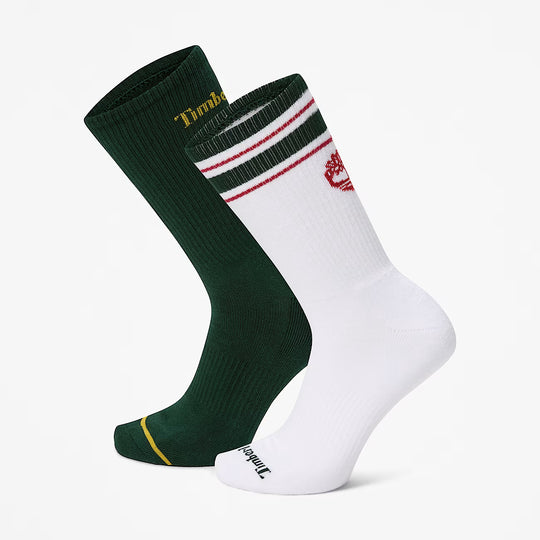 Timberland Sokker 2 Pak Hvid/Grøn m. Striber