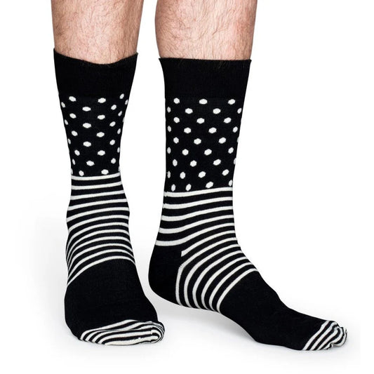 Happy Socks Stripe Dotted Black and White Socks