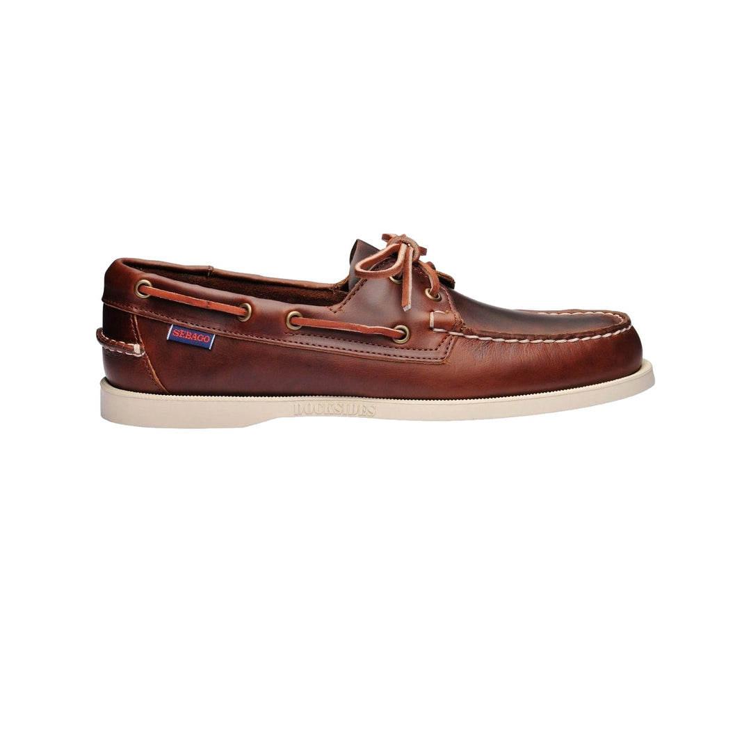 Sebago Docksides Portland voksbehandlet glat læder - mørkebrun