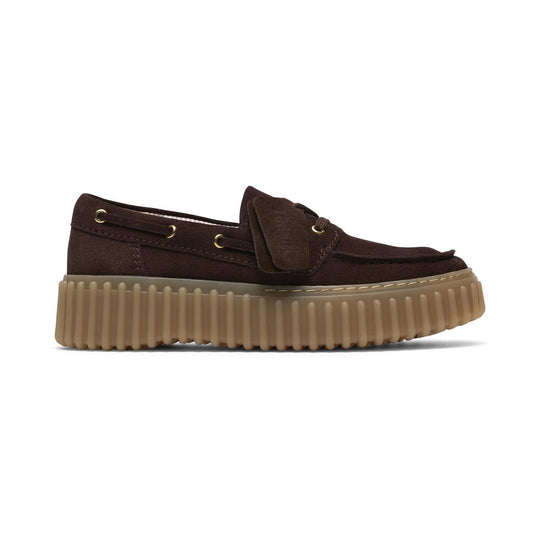 Clarks Torhill Boat Mørkebrun Ruskind Dame