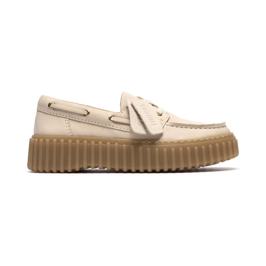 Clarks Torhill Boat Cream Nubuck Dame