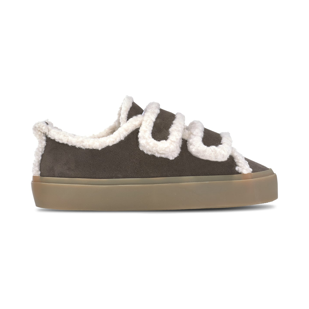 INUIKII Shearling Low Velcro Mørkebrun Sneaker