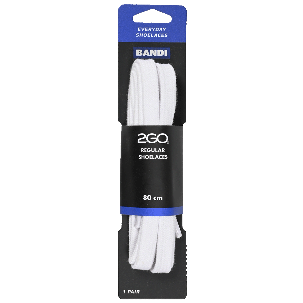 80 cm white flat regular shoe laces